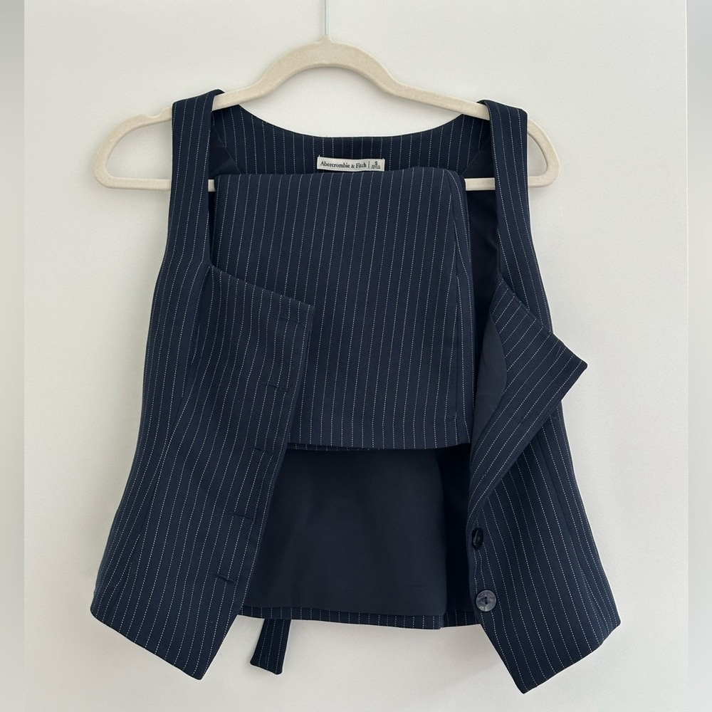 Abercrombie & Fitch Navy Pinstripe Skirt Set